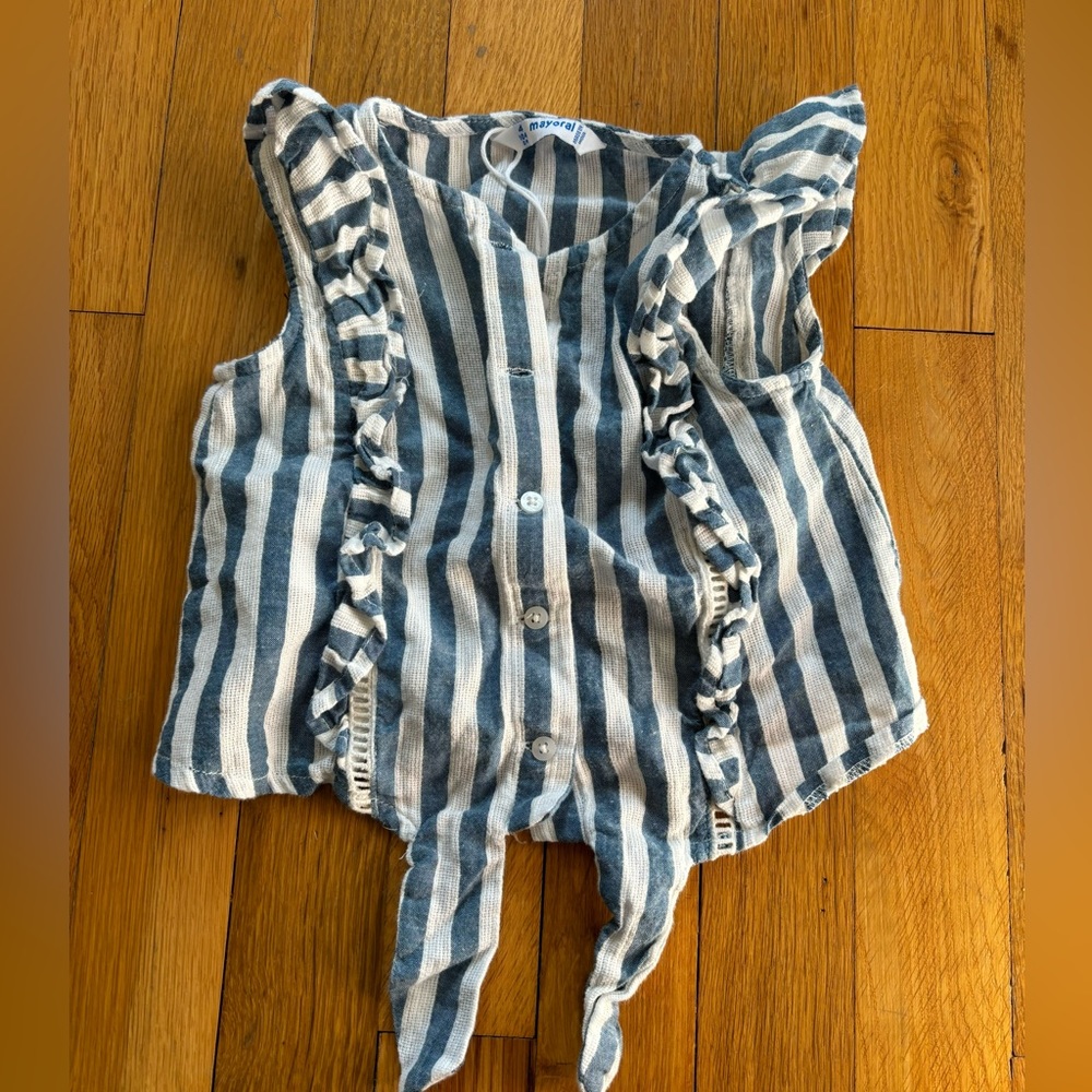 4T Mayoral blue and white tie crop top